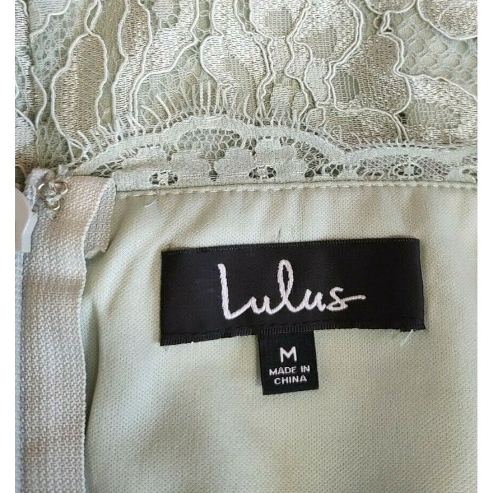 Lulu's Maxi Dress Gown sz  M Lace Green Sage Halter Every Memory Prom Mermaid - Picture 9 of 11